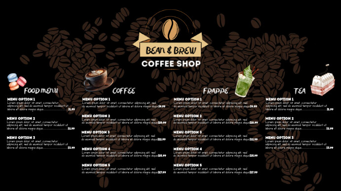 Menu | Digital Display  | COFFEE SHOP งานแสดงผลงานแบบดิจิทัล (16:9) template